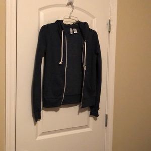 Heather navy zipper hoodie like new XS H&M
